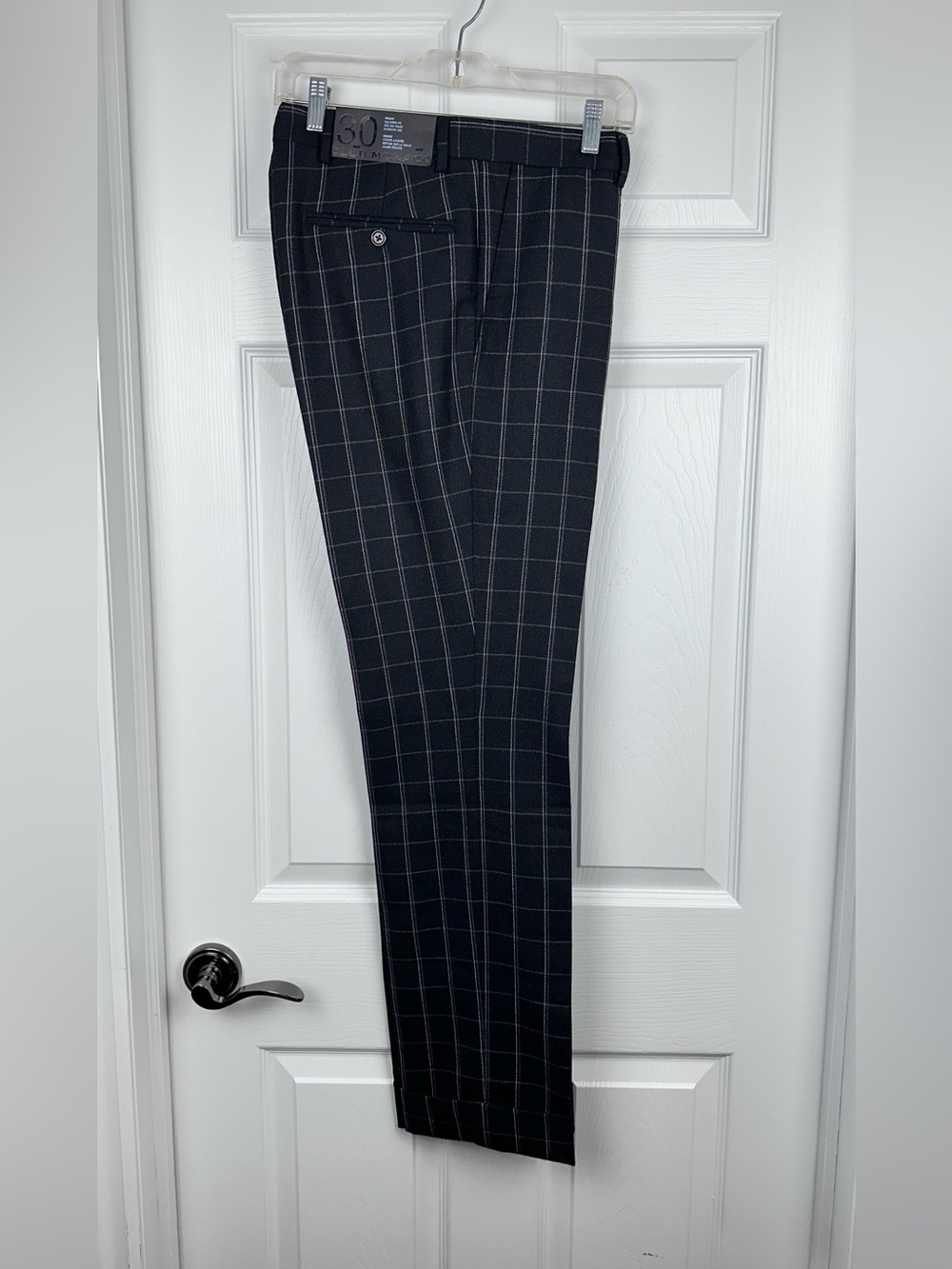 Club Monaco Wool Black Windowpane Dress Pants